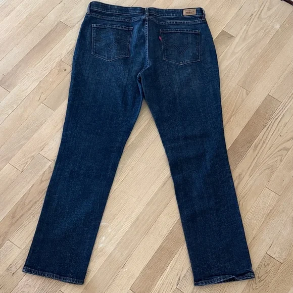 Levi Perfect Waist Straight Leg 525 Dark Blue Denim Jeans - Picture 7 of 9